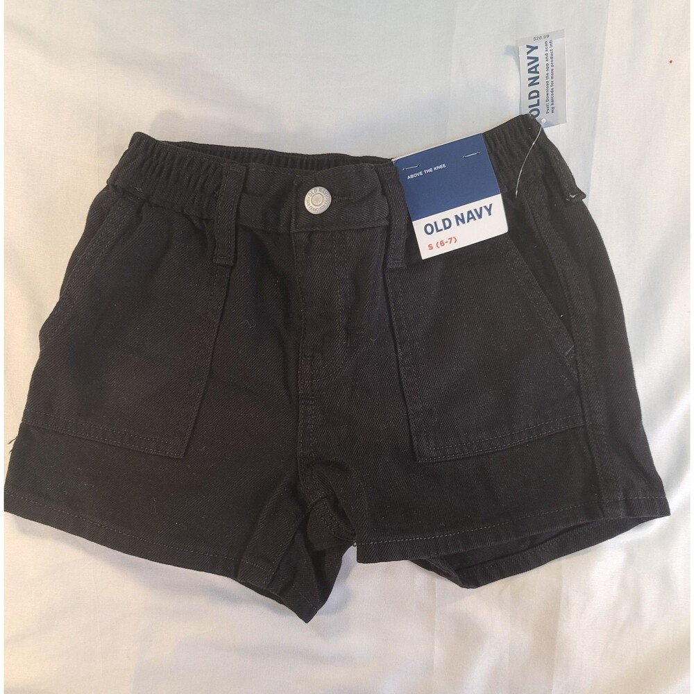 Old Navy Girls Size S 6-7 Black Twill Cargo Shorts Above Knee NWT